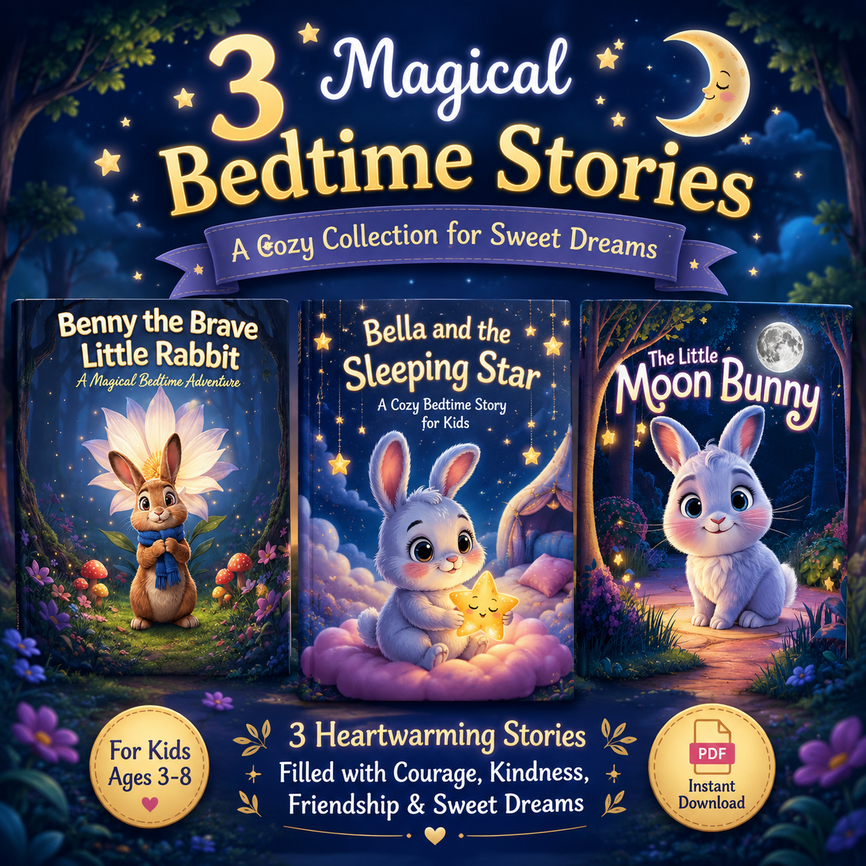 The Complete Bedtime Story Collection – 3 Premium Illustrated Stories for Kids🌙🐰✨